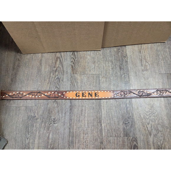 Nocona NEW 'GENE' belt Brown Leather Western Vintage Look Men's Size 42 - Picture 5 of 5